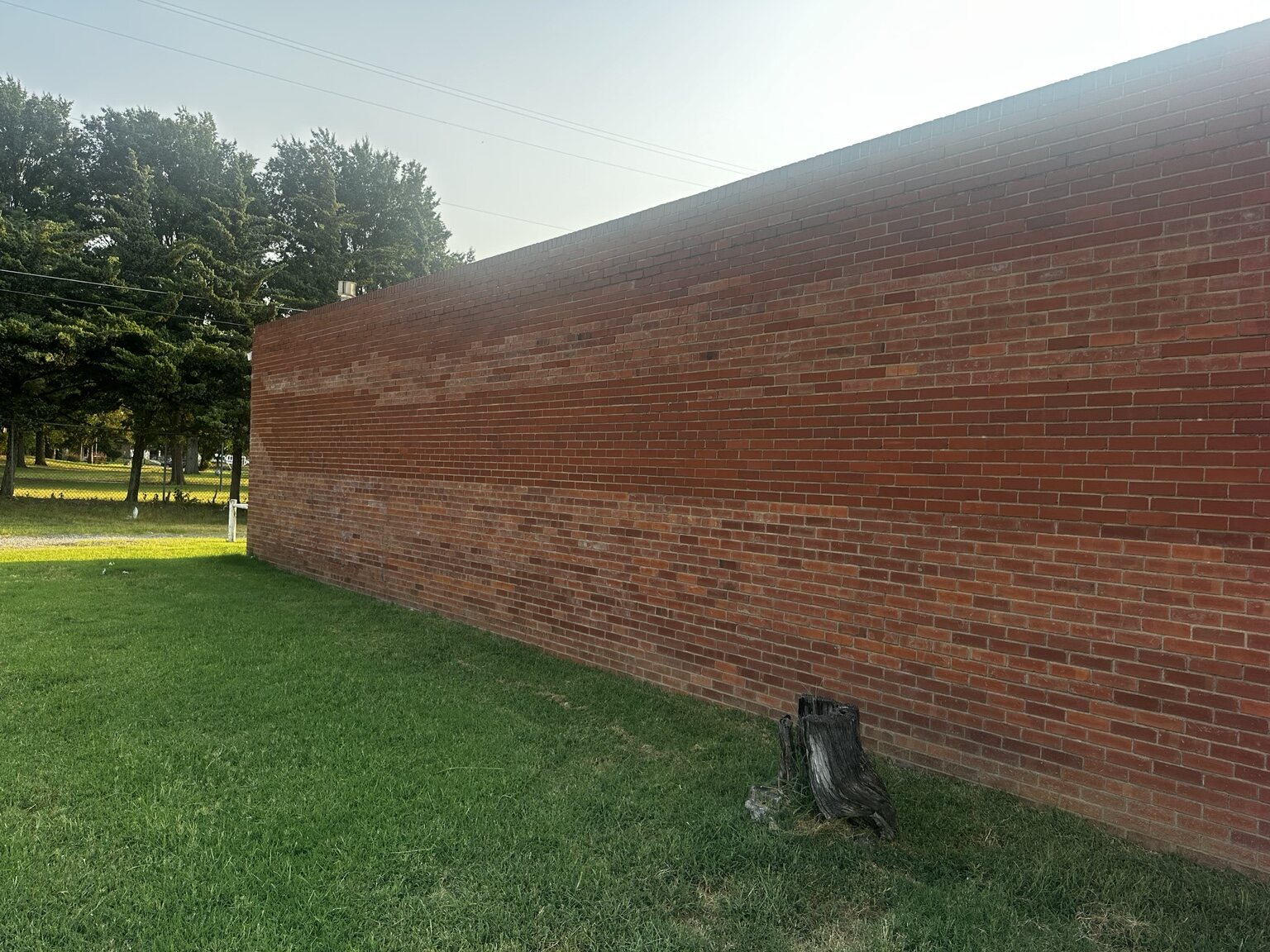 Finished brick wall after the graffiti was removed in Wichita