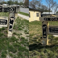 Limestone-Sign-Cleaning-at-Animal-Clinic-El-Dorado-KS 0